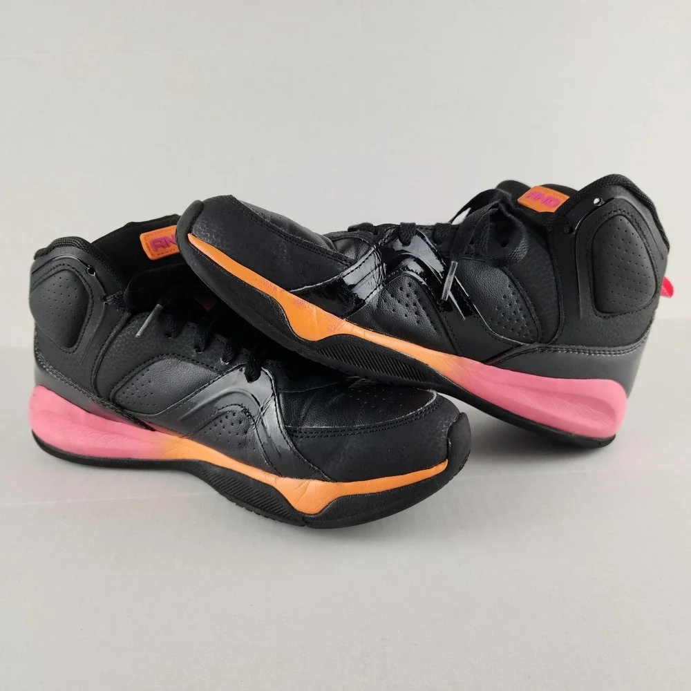 AND1 Womens Basketball Shoes Black Pink‎ Orange High Top Sz 9 WMA144GX004